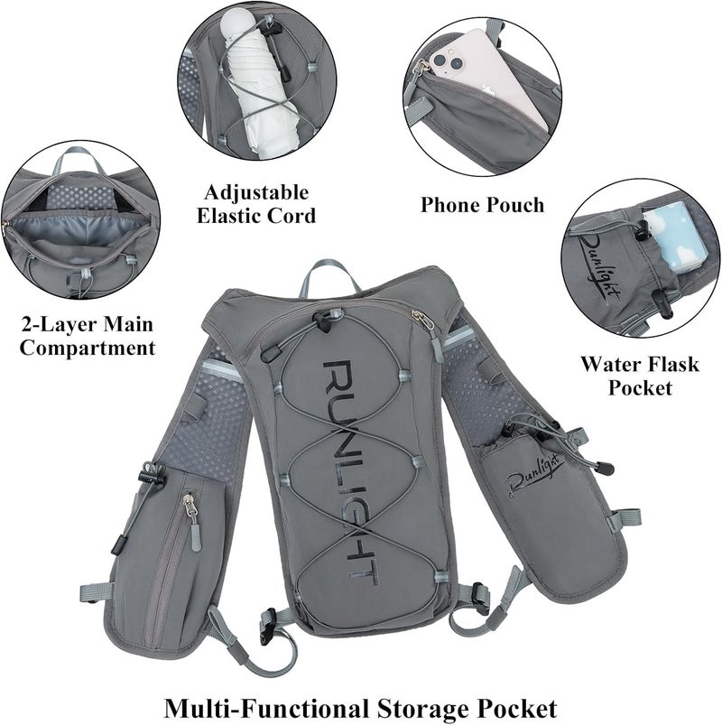 Runlight Running Vest for Women Men Lightweight Hydration Backpack Pack with 1.5L Water Bladder Bag Hydro Daypack for Hiking,Trail,Skiing,Camping,Cycling,Race,Marathon - Image 5